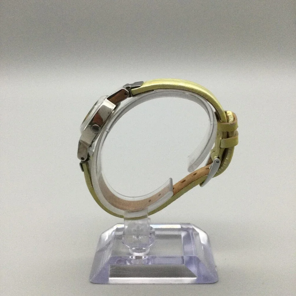Pulsar Womens Watch 25mm Silver Tone Yellow Leather V400-1090 New Battery